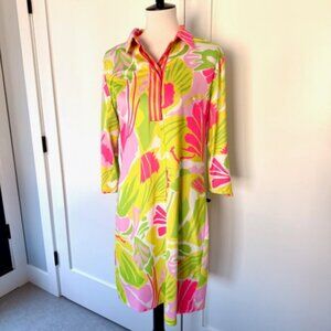 Gretchen Scott Everywhere Bright Green Pink Dress Size Large
